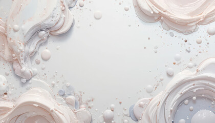 Abstract 3D Liquid Texture with Pastel Cream Spheres and Elegant Flowing Marble Waves