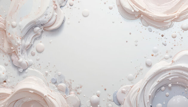 Abstract 3D Liquid Texture with Pastel Cream Spheres and Elegant Flowing Marble Waves - Powered by Adobe