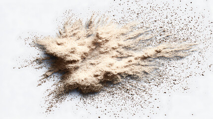 Light Brown Powder Explosion on White Background dust