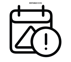 A simple black and white line icon depicting a calendar with a reminder notification