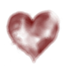 Fototapeta premium An abstract, red heart graphic design element on transparent background, for themes of love, romance, passion, emotional concepts, Valentine's day, greeting cards. smoky, blurred and artistic feel