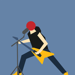 Simple flat design of band characters. vocalist, guitarist, and drummer