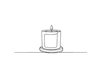 Outline of a candle on a table with a plate base  