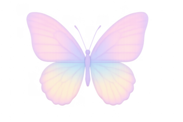 Soft pastel butterfly with gradient wings, transparent background