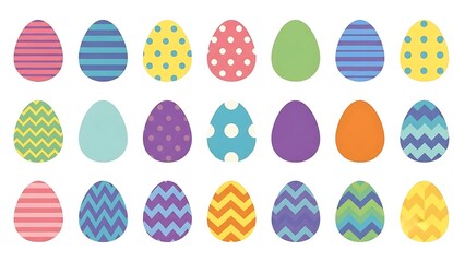 A collection of colorful patterned easter eggs for spring and holiday celebration