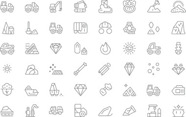 Collection of various icons representing nature, industry, and geometry

