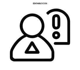 Simple black and white line art icon depicting a person with a speech bubble notification