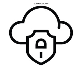 Secure cloud storage concept a shield with a lock inside a cloud outline icon