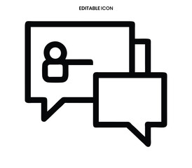 Simple black and white outline of a speech bubble with the number eight inside it