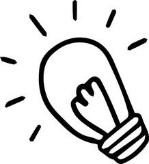 Doodle light bulb icon hand-drawn illustration representing innovation and creativity simple concept for brainstorming and new ideas