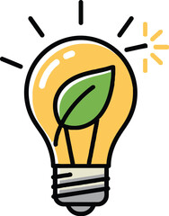 Eco-friendly Light Bulb Illustration Symbolizing Sustainability and Nature in a Green Environment
