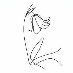 Abstract line drawing of a woman's profile with flower  