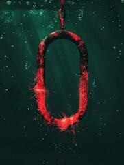 Phishing cybercrime concept with glowing red bait underwater