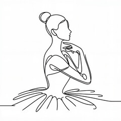 Elegant line drawing of a ballet dancer in profile pose  
