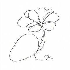 Simple line drawing of a flower with stem on white background  