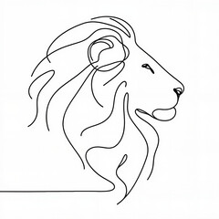 Minimalist line drawing of a lion's head on white background  