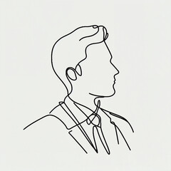 Minimalist line drawing of a man in a suit profile view  