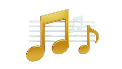 Golden and White Music Notes on Stave