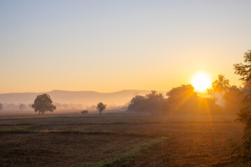 Sunrise Over Rural Field