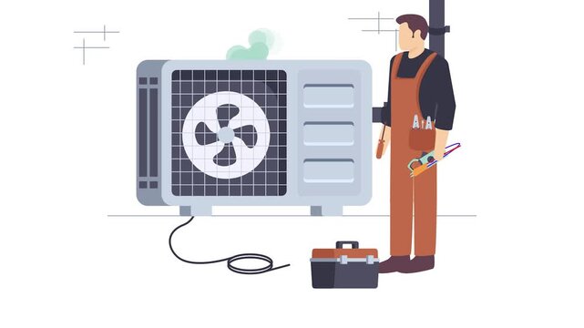 technician holding clamp Meter testing ac components animation, Solving Electrical Problem animated video, Electrician Profession Clip, Low High Voltage Power footage, Handyman Repairman motion