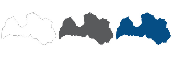 Fototapeta premium Latvia map plain set. Map of Latvia in blank set.