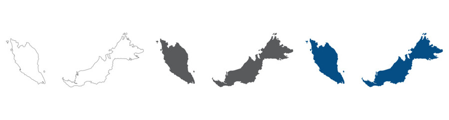 Malaysia map plain set. Map of Malaysia in blank set.