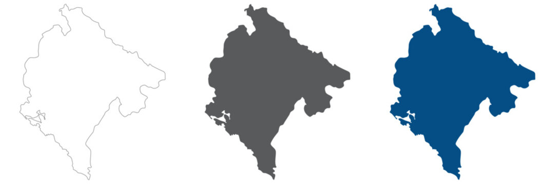 Montenegro map plain set. Map of Montenegro in blank set.