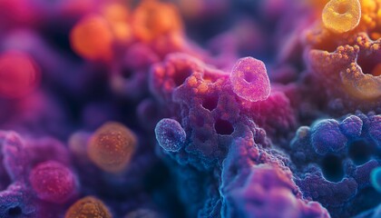 Ultra-Realistic Extreme Macro of Colorful Bacteria Colonies with Intricate Textures