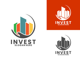 Chart with hand investor logo design vector template, Investment logo icon design vector