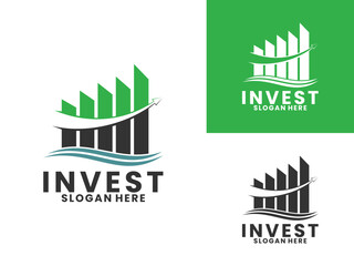 Investment chart with up arrow logo design vector template, Investment icon design vector