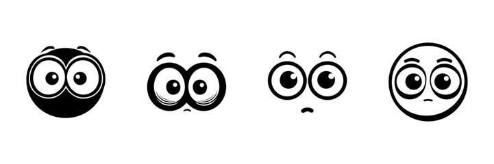 Fototapeta premium Cartoon Eyes Expressions In Hand Drawn Style Set. Emotional Reactions, Surprise, Curiosity, Confusion Doodle Sketch Collection. Facial Expression Variations. Isolated Vector Illustration