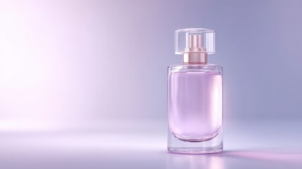 Bottle of perfume is sitting on a table