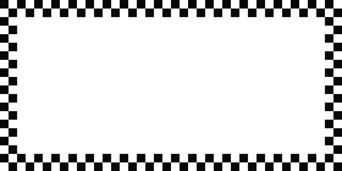 Checkerboard square frame with black and white chess pattern.Y2k geometric shape. Retro groovy Frame