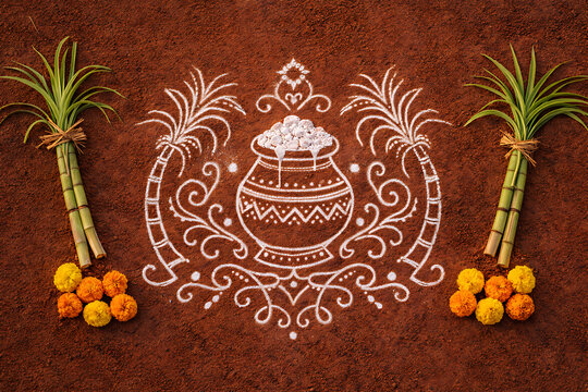 Pongal kolam rangoli design,