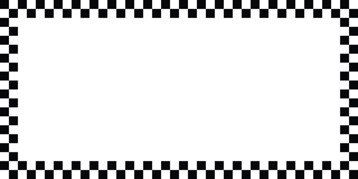 Checkerboard square frame with black and white chess pattern.Y2k geometric shape. Retro groovy Frame