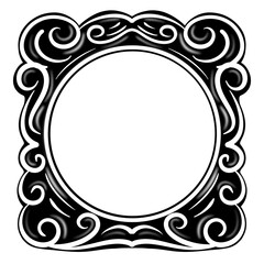 Elegant Decorative Square Frame Vintage Ornate Black Frame with White Border. Vintage Frame.