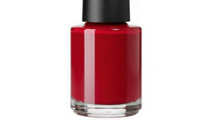 Red nail polish bottle isolated on transparent background isolated on white background
