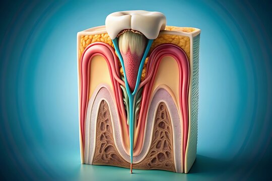 Detailed cross-section of a human tooth