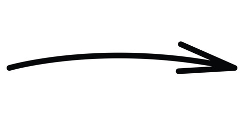 Long line arrow.  doodle  curve arrow sign 