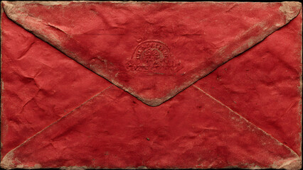 red envelope, classic envelope, wrinkled and worn envelope, message on the envelope, love card, vintage card