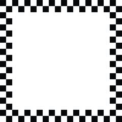 Checkerboard square frame with black and white chess pattern.Y2k geometric shape. 