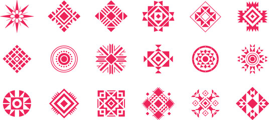 Geometric Tribal Aztec Native American Inspired various  silhouette collection vector Illustrations set for  banner, post card, invitation, flyer. 