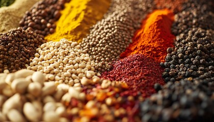 Ultra-Realistic Extreme Macro of Spices, Grains and Seeds with Natural Texture