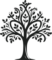 Obraz premium Original tree icon drawn in monochrome vector art, smooth curves, balanced proportions, solid fill, stock-ready illustration