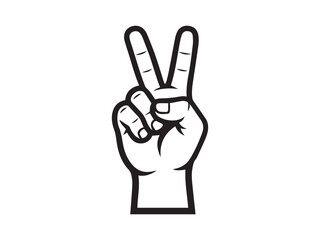 Fototapeta premium Human hand showing victory sign or peace gesture stylized vector drawing illustration graphic element