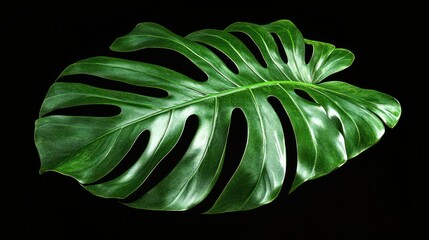 Tropical leaf on black background