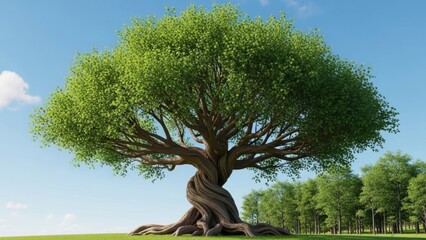 Majestic tree with twisted trunk