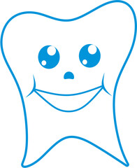 Happy tooth - dentistry, smile, children, vector, png without background, treatment, repair