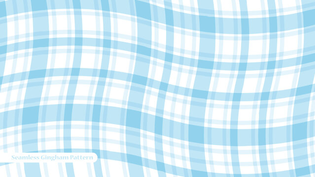 Seamless light blue and white gingham pattern texture background fabric with plaid and check and design and print and material and cloth and surface