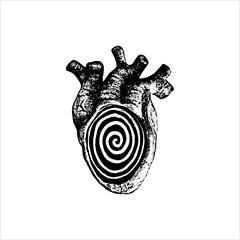 Surreal Anatomical Heart Spiral Illustration